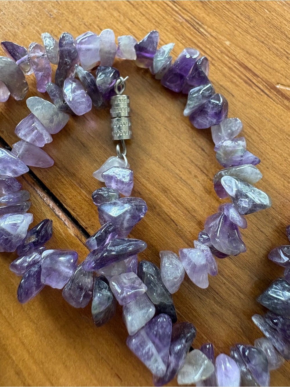 Vintage Amethyst Chip Necklace with Quartz Crystal Pendant – 17” - Picture 6 of 9